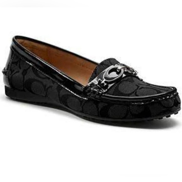 Coach Fortunata driving loafers black leather signature C buckle Size 8 - Picture 2 of 8